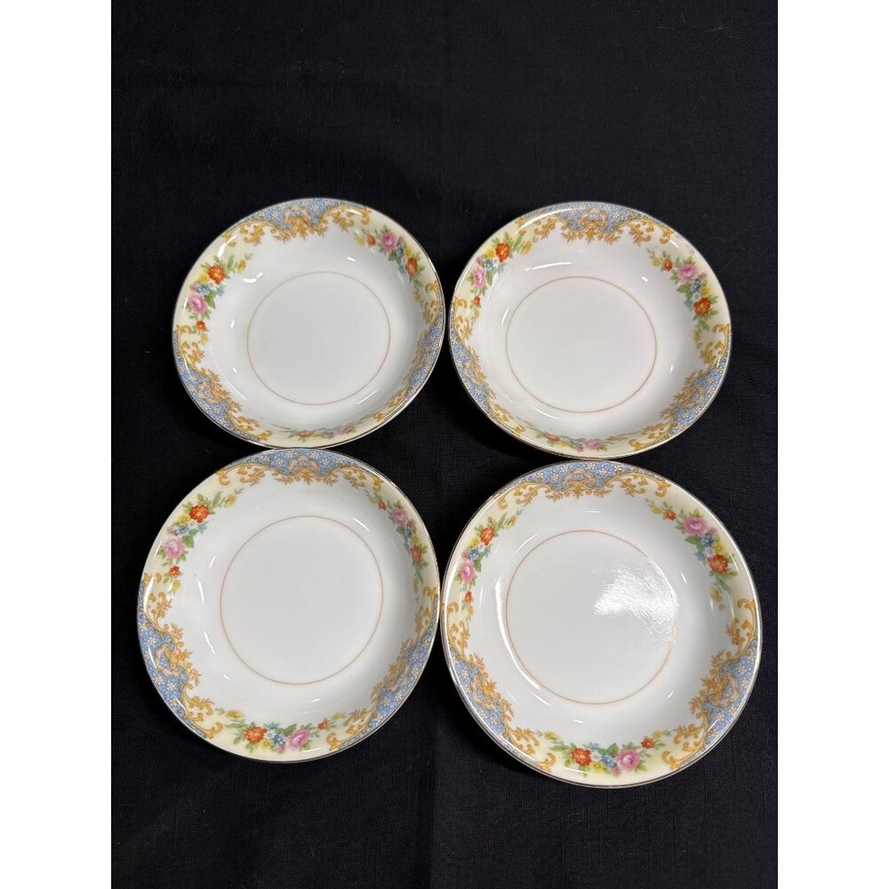 Set Of 4 Imperial  Noritake china Japan Floral Gold Rim Saucer Plates Fine Porce